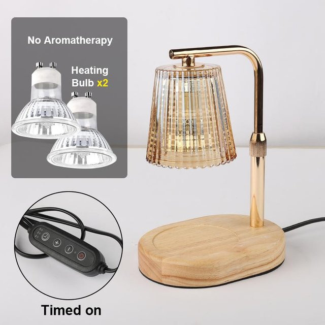 Dimmbare Kerzenwärmer Lampe mit Timer in Gold/Messing und Transparent, 50W Kerzenlampe aus Glas und Metall für das Schlafzimmer - Bild 1