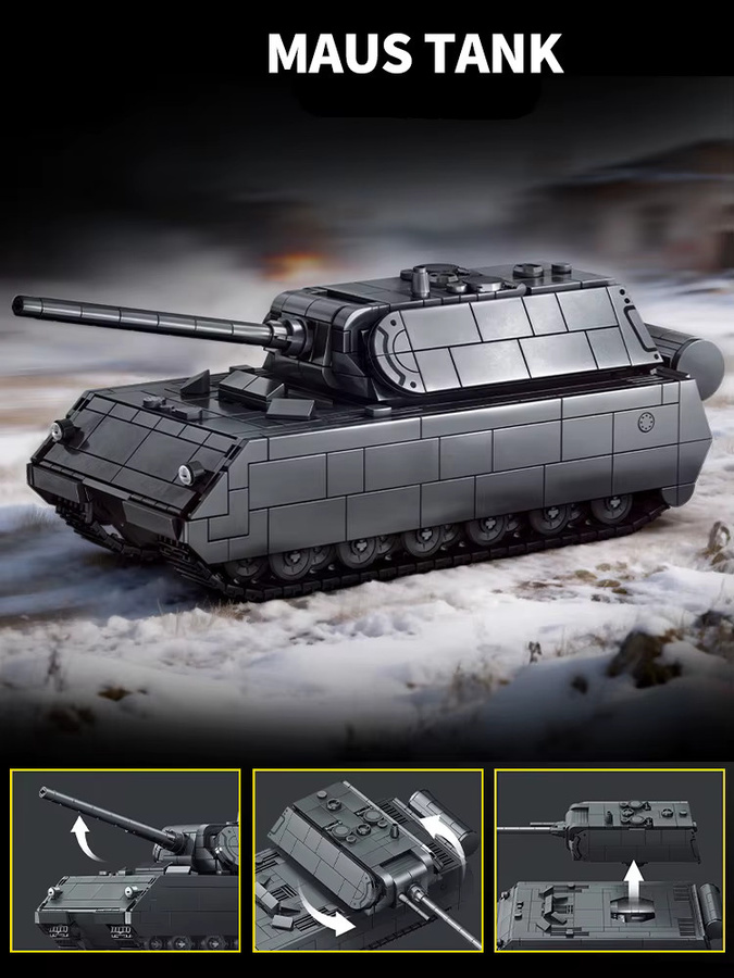 BXA Weltkrieg II Maus Schwerer Panzer, Bausteine Set, 1/35 Maßstab, ab 6 Jahren - Bild 3