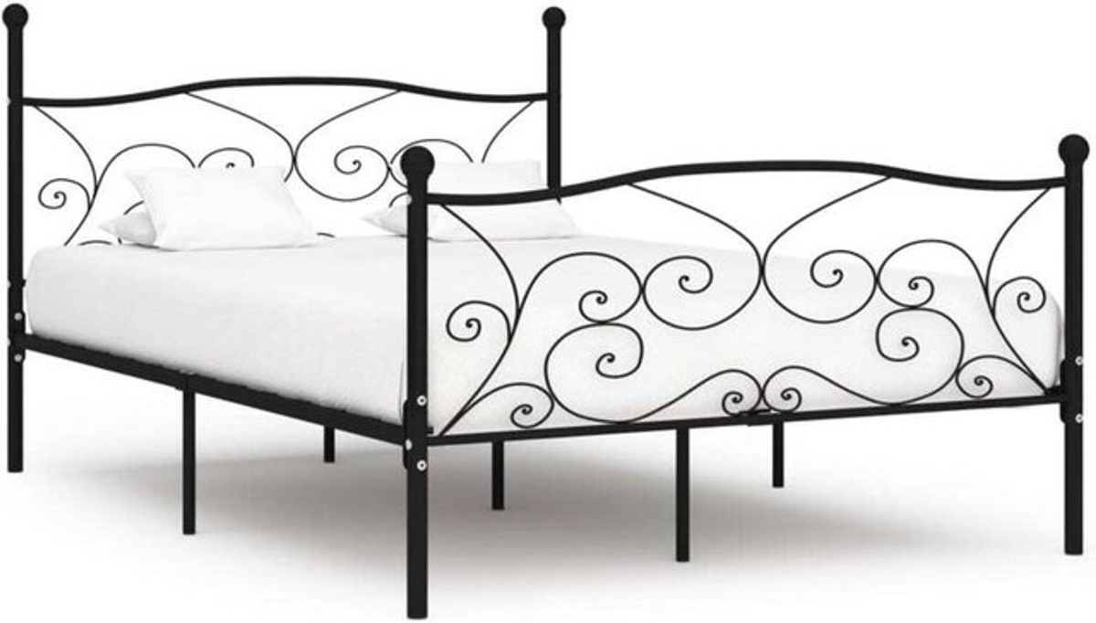 Vidaxl Metallbett mit Lattenrost in Schwarz, Modernes Bettgestell B: 140 cm, T: 200 cm - Bild 1