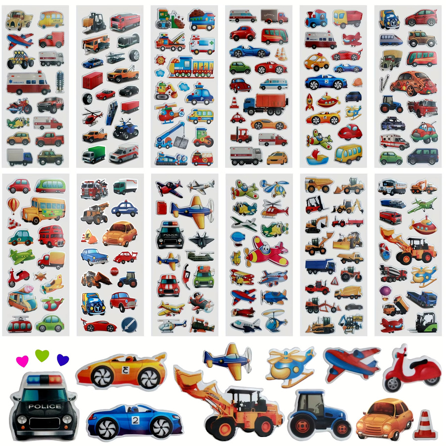 6 Stück 3D-Puffy Fahrzeugaufkleber Set von JXB in Multicolour für Autos, Busse und Laptops - Bild 2
