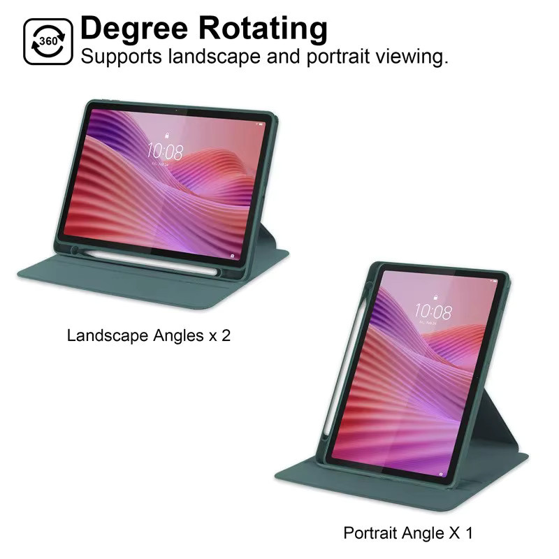 ZNOVAY Schutzhülle für Lenovo Tab K10 2. Generation (10,1 Zoll, TB311XU/TB311FU) mit Stifthalter und 360 Grad drehbarem Acryl-Ständer in Grau - Bild 4