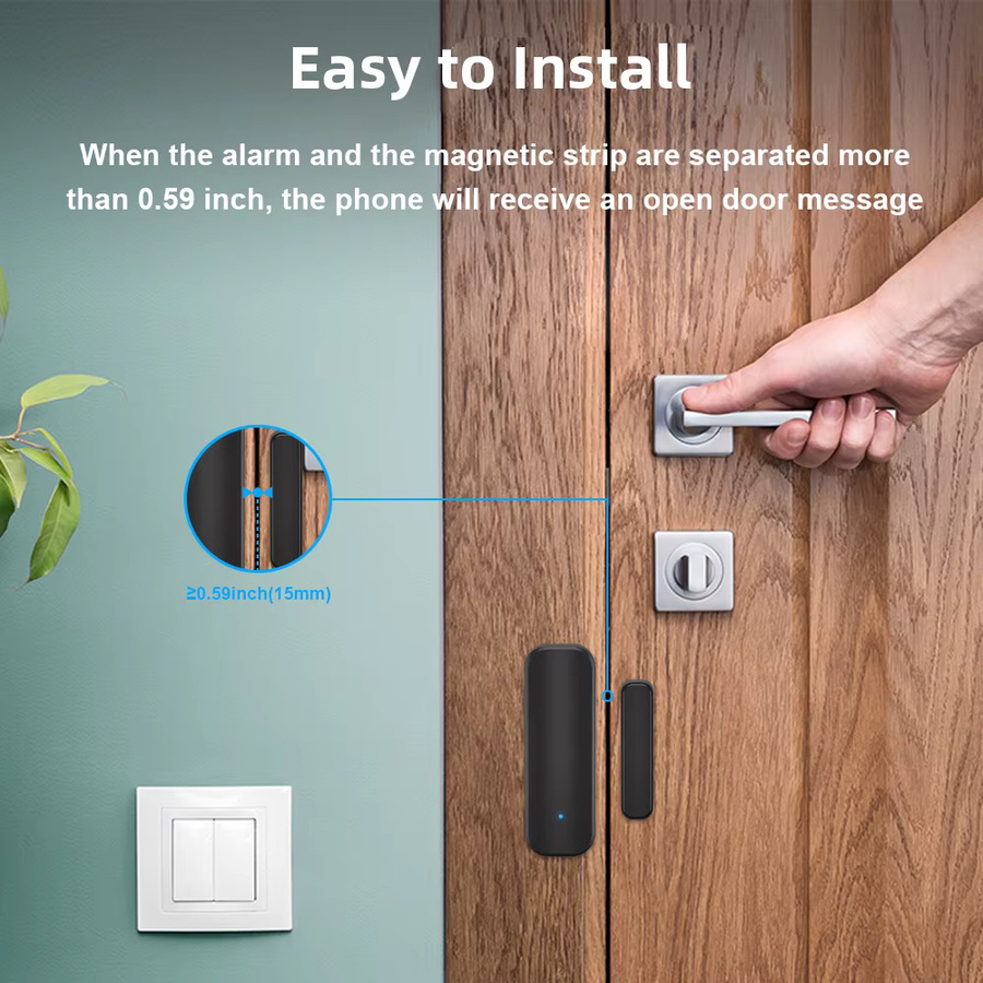 eMastiff WLAN-Türsensor Smart Home Öffnungs- und Schließdetektor in Schwarz mit Smartlife App-Steuerung, kompatibel mit Tuya Smart, Alexa und Google Home - Bild 3