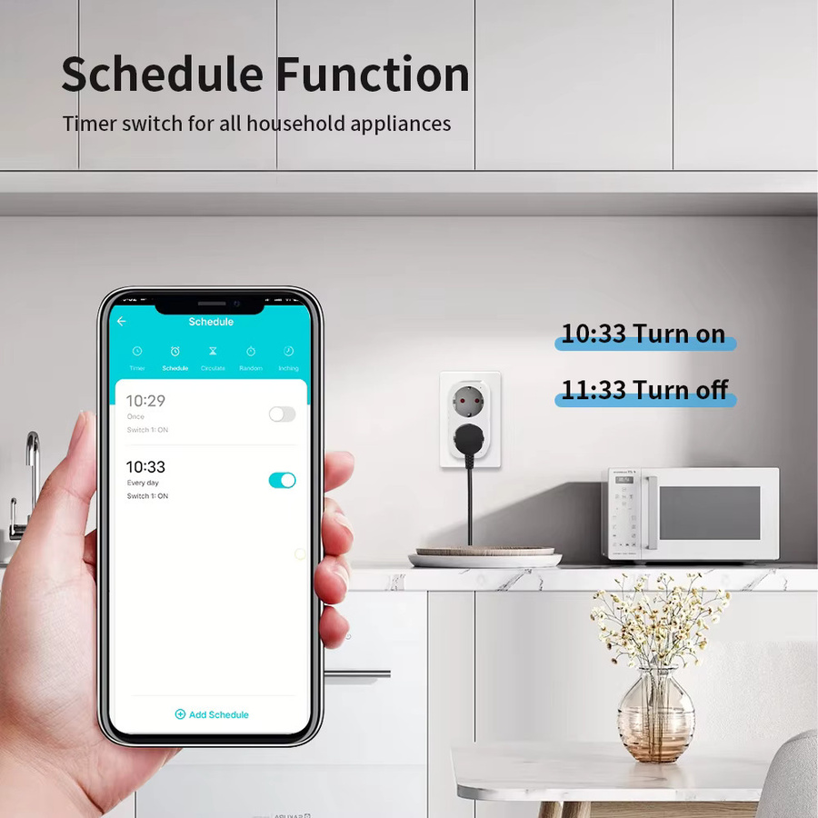 TNCE Tuya 2-in-1 WLAN-Steckdose 16 A in Weiß mit Dual-Steckdose, Timer und Sprachsteuerung für Google Home, Alexa und Alice via Smart Life App - Bild 4