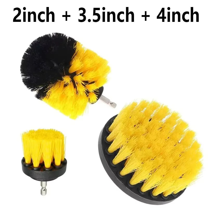 Untior 3er Set Reinigungsbürsten für die Bohrmaschine in Weiß und Gelb zur Reinigung von Duschen, Wannen, Badfliesen, Fugen und Teppichen - Bild 2