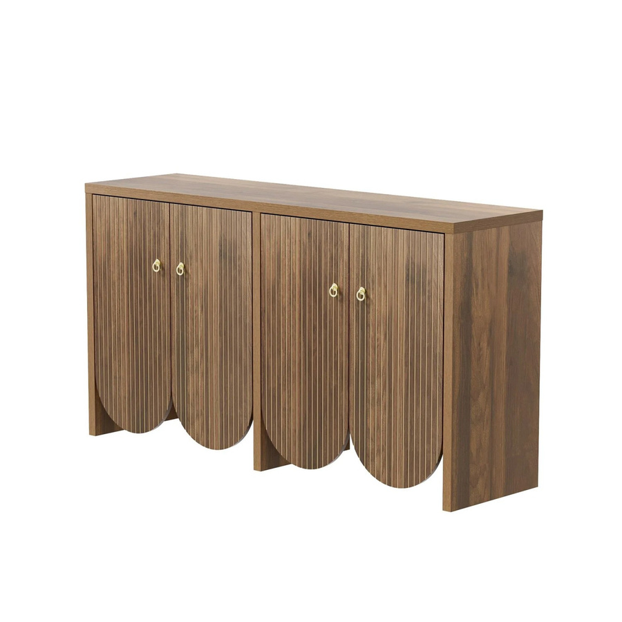 okwish Sideboard modern mit 4 Türen und verstellbaren Einlegeböden, Braun, B: 147 cm, T: 40 cm, H: 80 cm - Bild 2