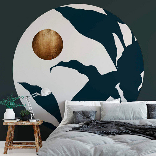 K&L Wall Art Vliestapete Kubistika Dschungel Vollmond Gold, mehrfarbig, matt, B/H: 236 x 236 cm - Bild 2
