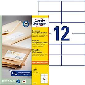 Avery Zweckform Universaletiketten aus Recycling-Papier, A4, weiß, 100 Bogen - Bild 1