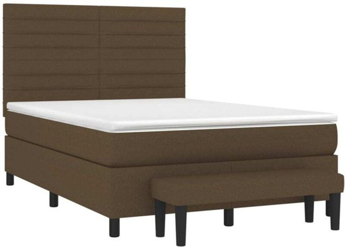 vidaxl Boxspringbett mit Matratze aus Stoff in Braun, B/T/H: 140 x 190 cm - Bild 1