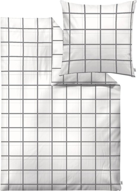 S.OLIVER Bettwäsche aus Mako-Satin in Weiß/Grau mit Bettbezug und Kissenbezug, B/H: 135 x 200 cm, Kissenbezug: 80 x 80 cm - Bild 1