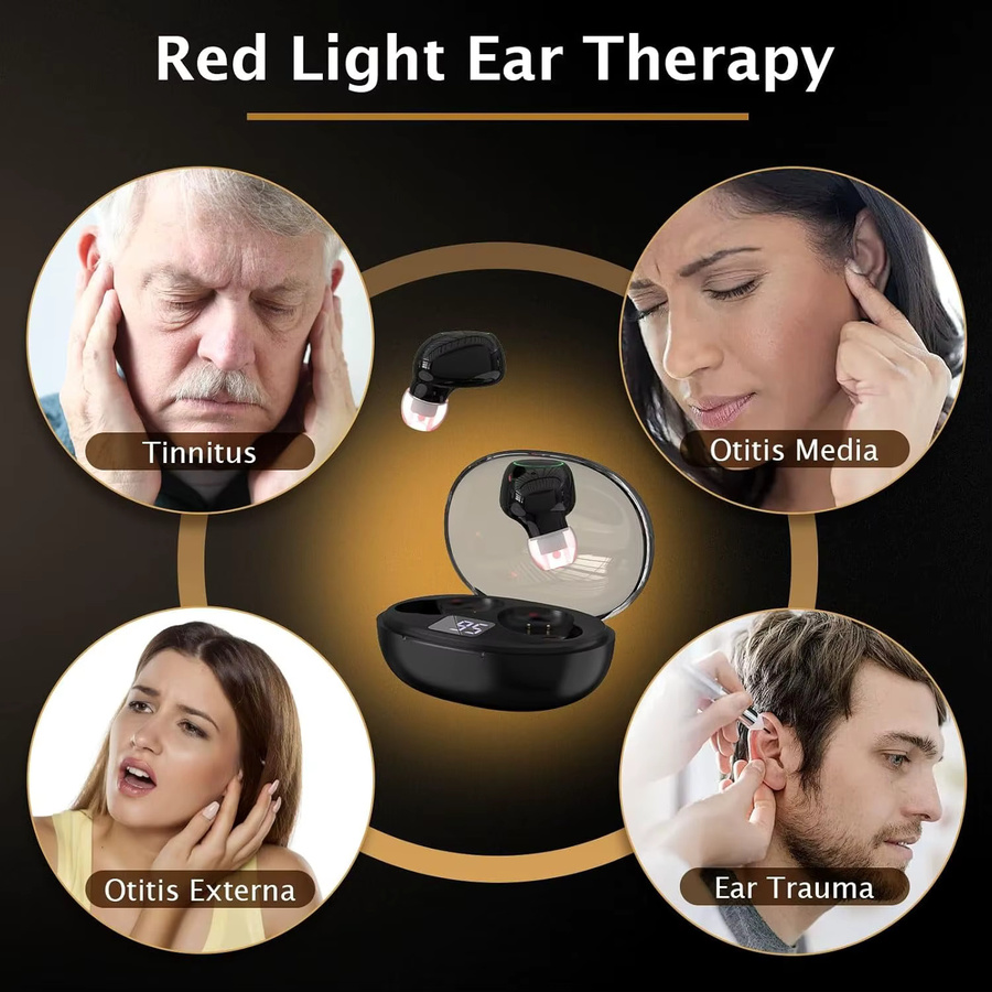 Tragbares Rotlicht-Ohrtherapiegerät für Tinnitus, Schwarz, Unisex - Bild 4