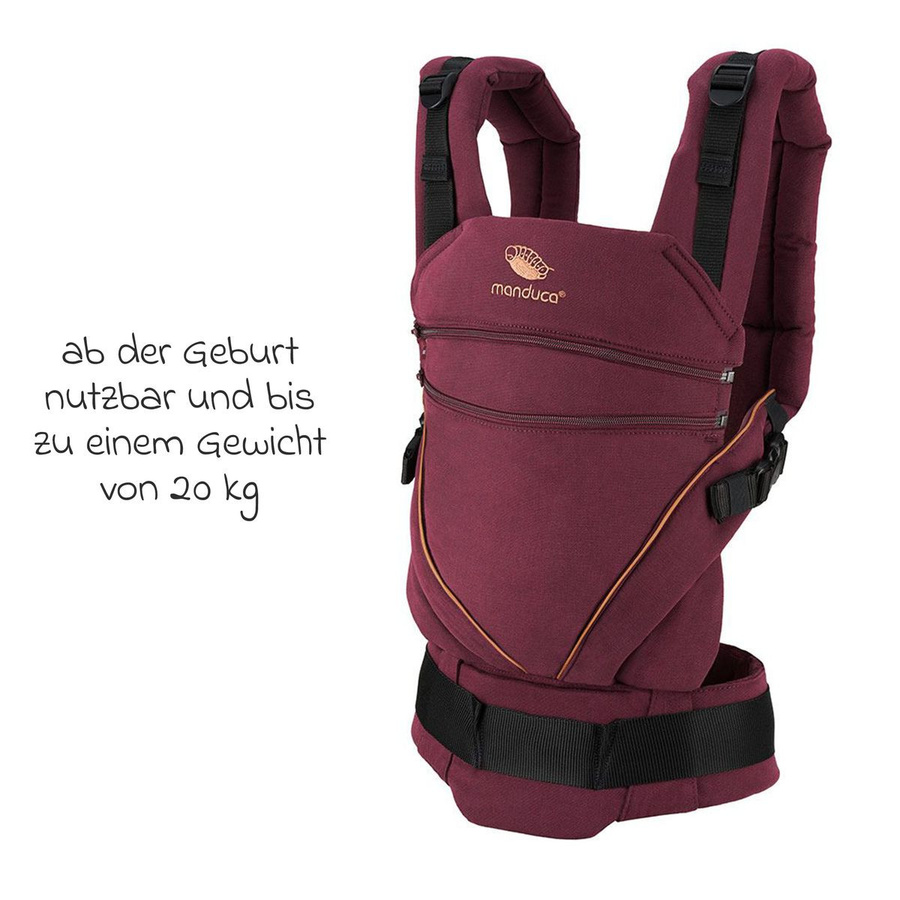 manduca Babytrage XT Denimberry Toffee mit 2 Silikon-Schnullerketten für 3,5 kg bis 20 kg - Bild 4