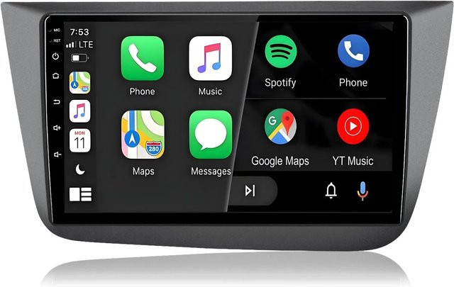 Junsun Autoradio mit Bluetooth und GPS für Seat Altea XL 2004-2015 und Toledo 2004-2009 in Schwarz mit 9.0 Zoll Display - Bild 1