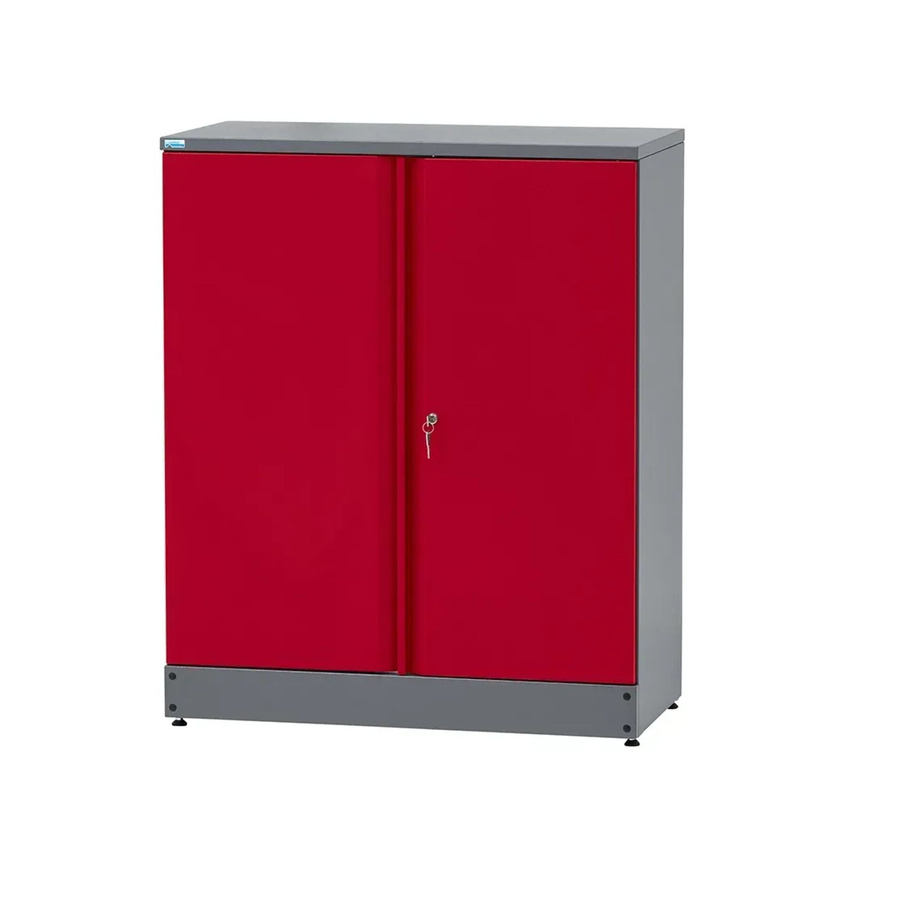 Küpper Materialschrank aus Stahlblech mit 2 Türen und 10 Schubladen in Dunkelrot, Breite: 110 cm, Tiefe: 45 cm, Höhe: 91 cm - Bild 2