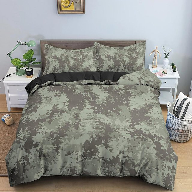 Bettbezug-Set mit Camouflage-Muster von Binchi Outdoor Product in Grün aus Mikrofaser, B/H: 140 x 210 cm - Bild 1