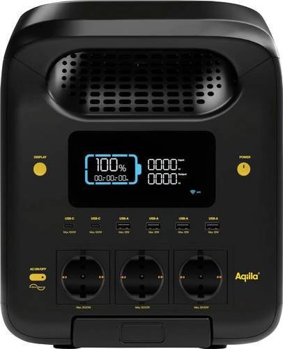 Aqiila S3000V2 Powerstation 50Ah LiFePO4 in Schwarz und Gelb mit LED Taschenlampe - Bild 1