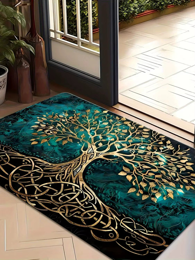 VIKAMA Premium-Teppich Baum des Lebens in Mehrfarbig, rechteckiger Teppich im nordischen Stil für Wohnzimmer, Schlafzimmer und Eingangsbereich - Bild 5