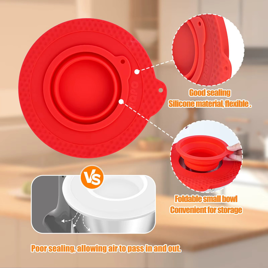 Silikon Schüsselabdeckung mit Ausgießschutz und Deckel für KitchenAid Standmixer 4,5-5 Quart, Rot - Bild 2