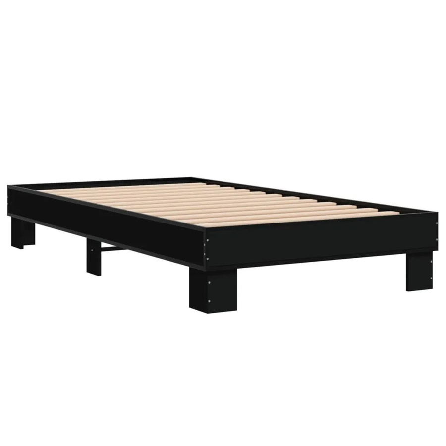vidaXL Bettgestell Schwarz aus Holzwerkstoff und Metall B/T/H: 90 x 200 x 84,5 cm - Bild 2