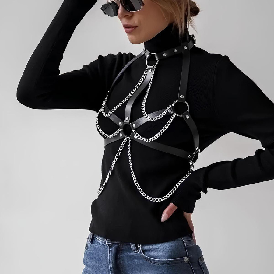 YIRAN Körperkette Damen, Kunstleder, Punk-Stil - Bild 3