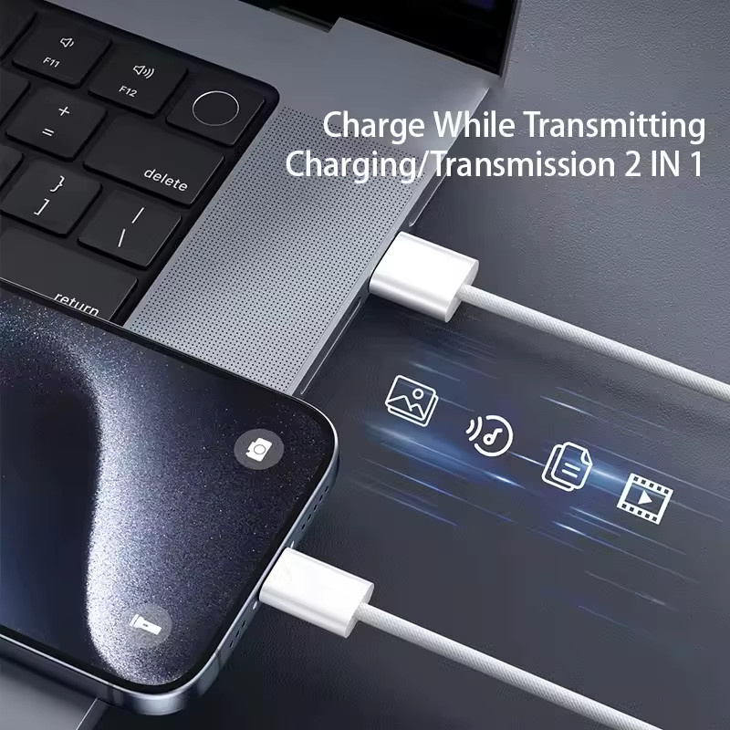 USB-A auf USB-C Handykabel in Weiß mit Nylon-Geflecht für schnelles Laden und CarPlay, kompatibel mit iPhone 15 und 16 Serie - Bild 6