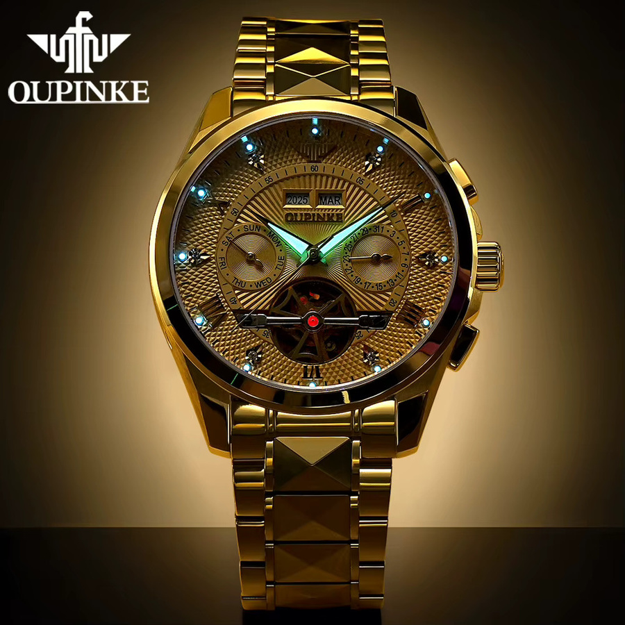 OUPINKE Armbanduhr, Automatik, Edelstahl, Gold, Herren - Bild 2