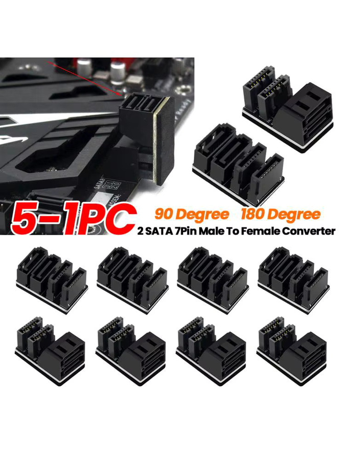 ALLOET 5-in-1 SATA 7-Pin Winkeladapter Konverter für Computer SSD HDD in Schwarz - Bild 6