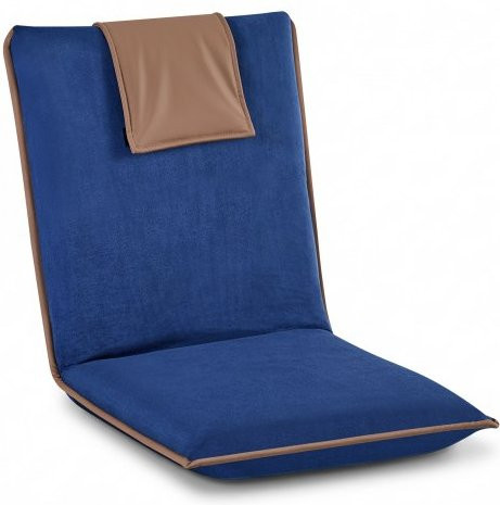 VEVOR Bodenstuhl Gaming Chair mit 6 verstellbaren Positionen, klappbarer Sitz mit Rückenstütze aus Mikrofaser und Metallrahmen, Dunkelblau - Bild 1