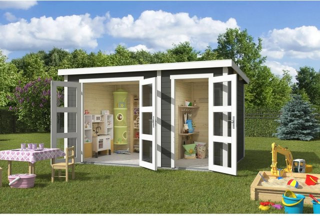 Lasita Blockbohlenhaus Zambezi XL in Grün, B/H/T: 400 x 211 x 259,7 cm - Bild 1