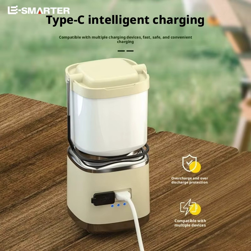 ESMARTER Mini-Campinglaterne beige, wiederaufladbare Tischlampe mit omnidirektionaler Beleuchtung für Zelt und Outdoor - Bild 5