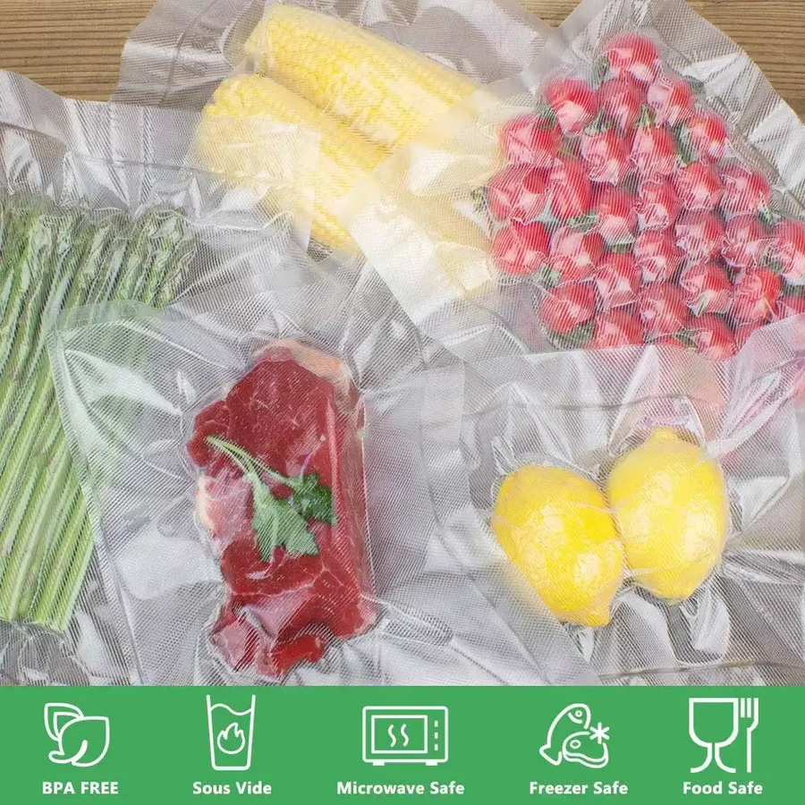 50 Stück Vakuumbeutel mit Netzmuster aus transparentem Kunststoff zum Frischhalten und Verpacken von Lebensmitteln - Bild 2