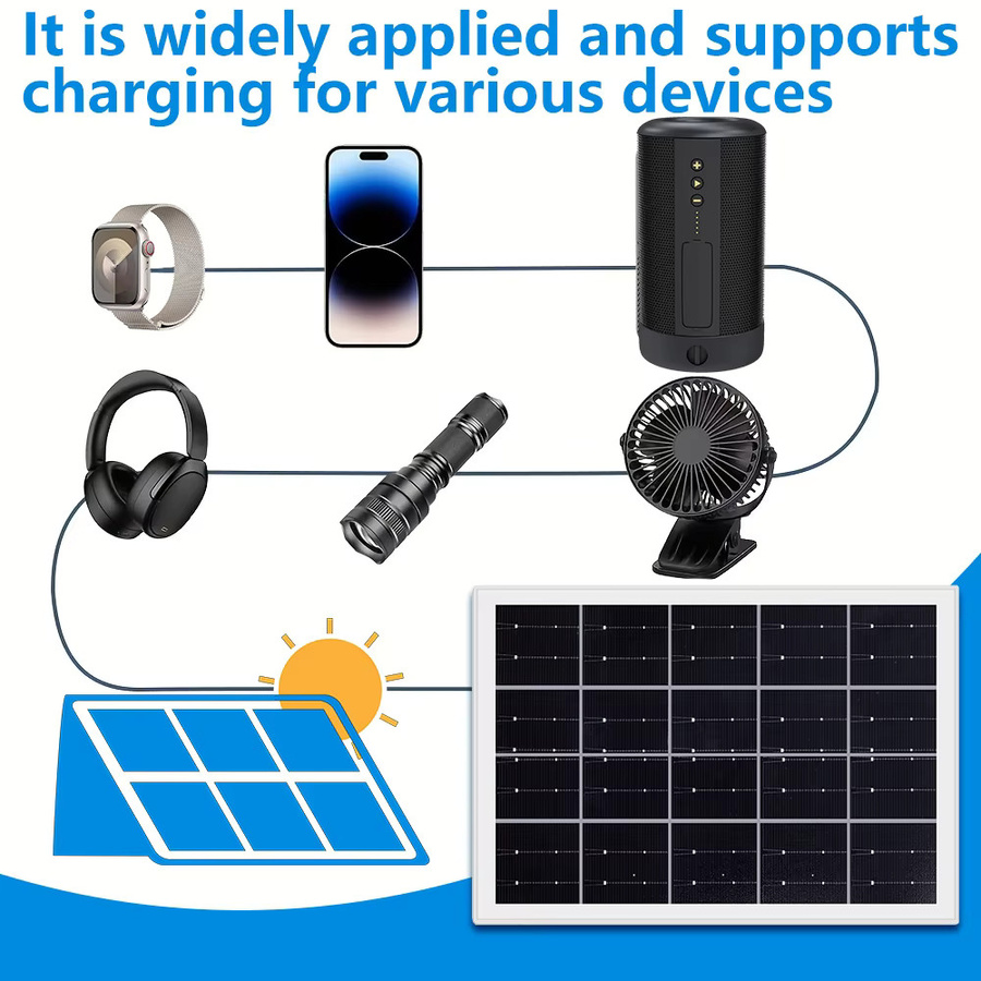 Tragbares Solar Panel für Outdoor, Wandern und Camping, Wasserdicht IP65, 5V Ladebank für dein Handy, Schwarz - Bild 4