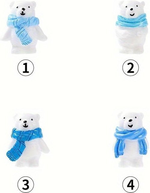 4er-Pack SZwatch Eisbär-Figuren aus Harz in Weiß mit Schals für deine DIY Schneelandschafts- und Gartendekoration - Bild 1