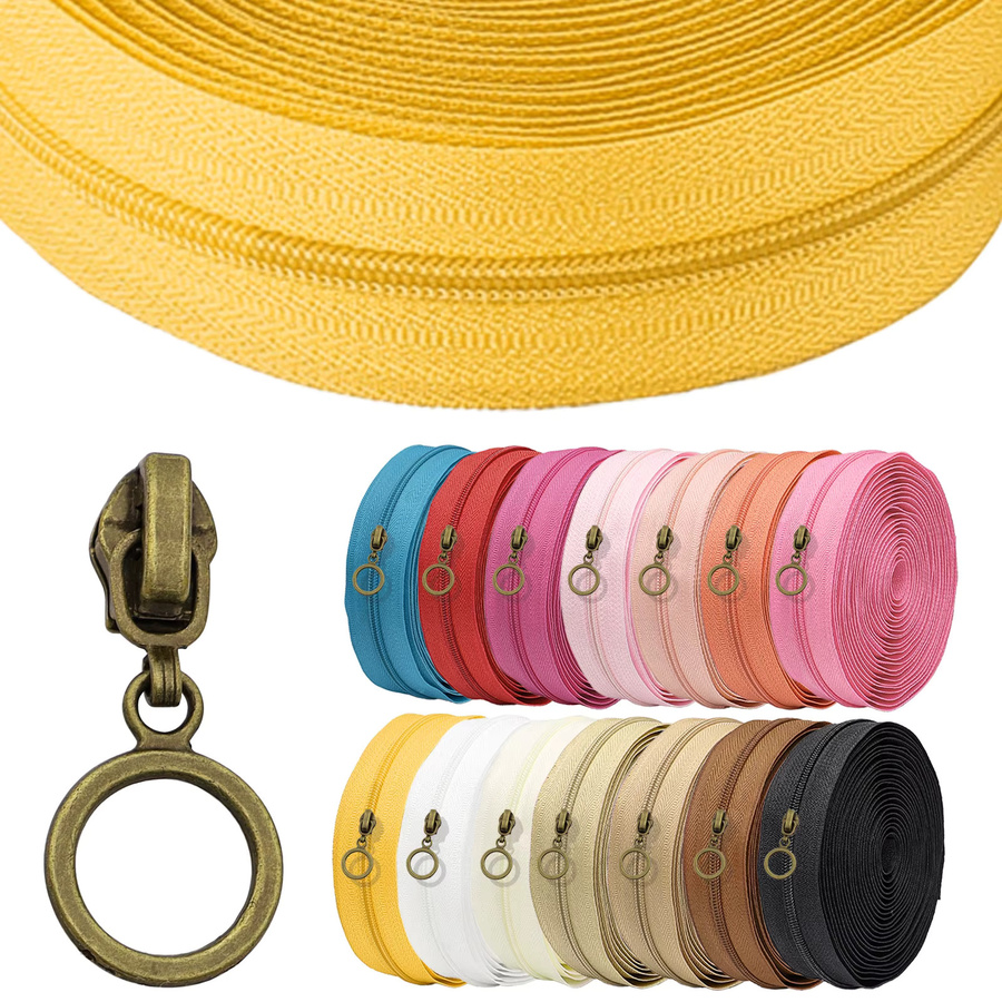 Changsons Set mit 3 Nylon-Reißverschlüssen und 10 runden Reißverschlussköpfen zum Nähen und für DIY-Projekte - Bild 2