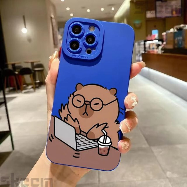 Stoßfeste Handyhülle mit Cartoon-Capybara-Druck für Samsung Galaxy S25 S24 S23 Ultra S22 S21 Plus S20 FE A55 A54 A35 A15 in Blau - Bild 1