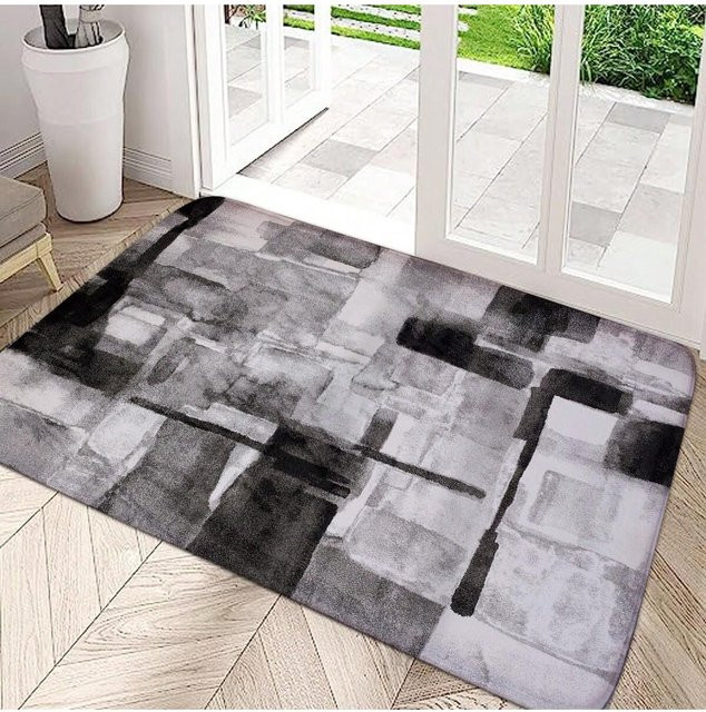Lodestar Eingangsteppich Modern Floral in Grau, Rutschfeste Fußmatte aus Polyester, B/T/H: 80 x 50 x 1 cm - Bild 1