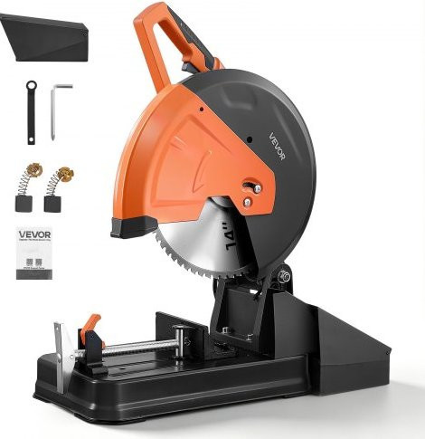 VEVOR Metalltrennsäge Kappsäge mit 2800W Motor, 355mm Trennscheibe, Gehrungssäge zum Schneiden von Metall, Einstellbarer Winkel von -45° bis 45°, Orange - Bild 1