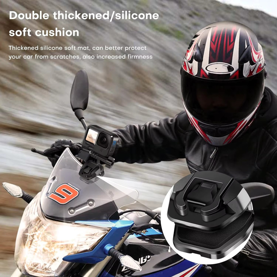Motorrad-Windschutzscheibenhalterung aus Aluminiumlegierung für GoPro Hero 13, 12 und 11 in Schwarz - Bild 4