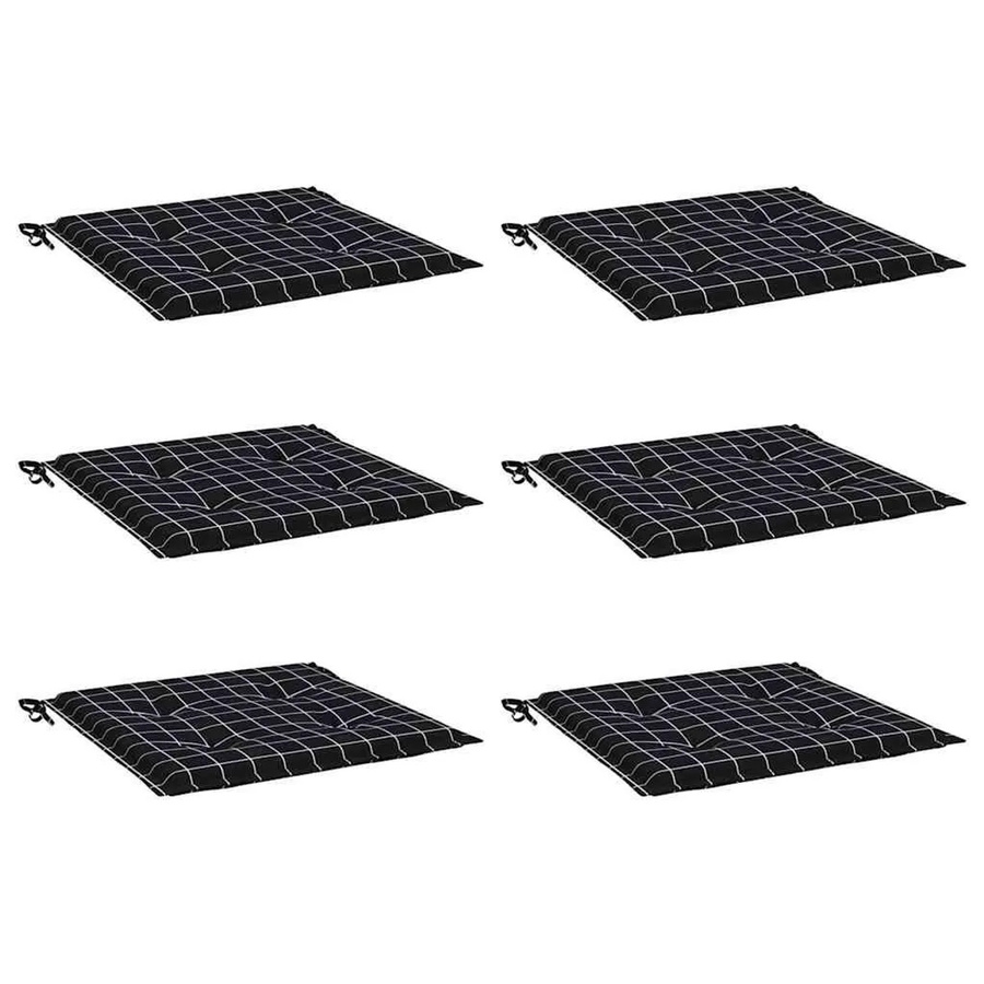 6er Set vidaXL Gartenstuhl-Kissen aus Oxford-Gewebe in Schwarz-weiß mit Karomuster, wasserabweisend und atmungsaktiv, B/T/H: 40 x 40 x 4 cm - Bild 2