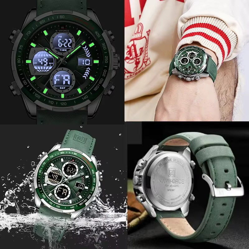 NAVIFORCE Armbanduhr, Chronograph, Quarz, Edelstahl, Leder, Schwarz, Herren - Bild 3