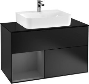 V&B Waschtischunterschrank Finion 100 mit Wandbeleuchtung, Anthrazit lackiert, B/T/H: 100 x 50,1 x 50,1 cm - Bild 1