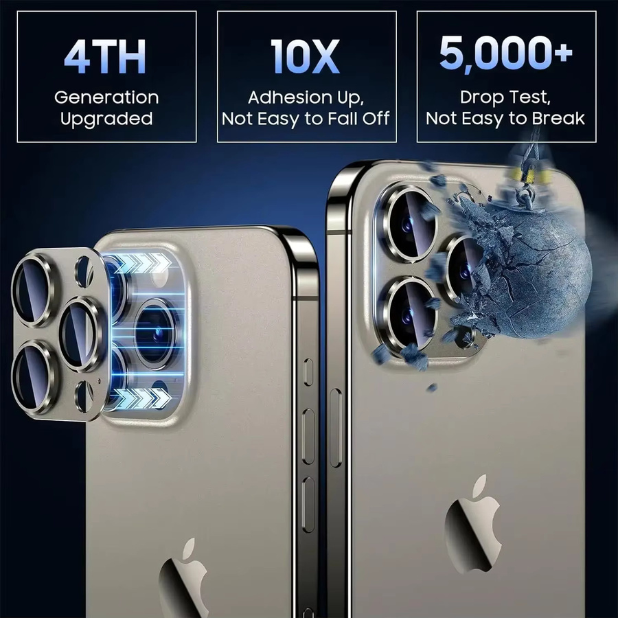 Metall Kamera Schutz für iPhone 16 Pro Max, 16 Pro, 16, 15 Pro Max und 14 Plus in Purple mit gehärtetem Glas und Legierung - Bild 4