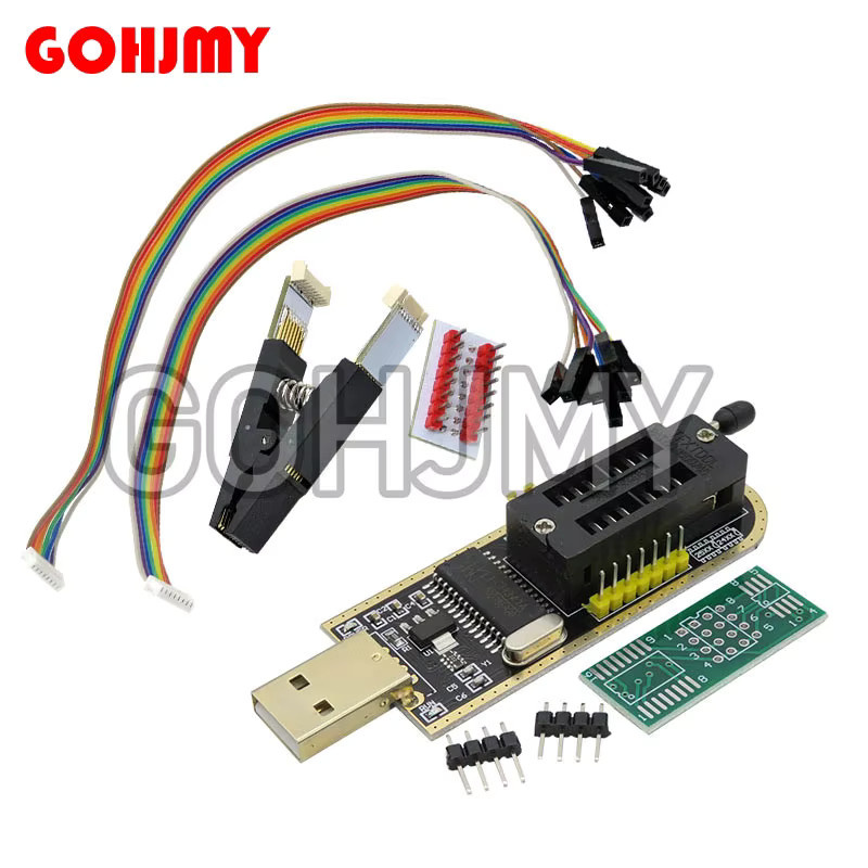 GOHJMY CH341A USB Programmiermodul für EEPROM Flash BIOS 24 25 Serie inklusive SOP16 SOIC16 Testclip - Bild 1