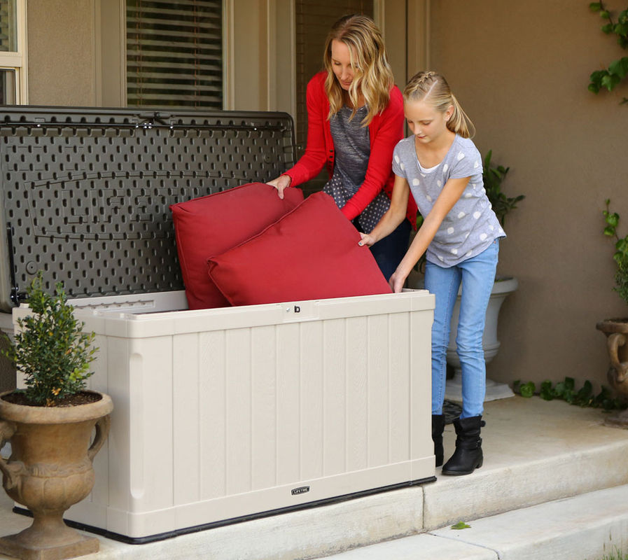 Lifetime Kissenbox Harmony Gartenbox aus Kunststoff, 440 l, grau, B/T/H: 128 x 64 x 67 cm - Bild 3