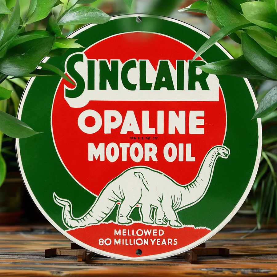 Runde Vintage Sinclair Opaline Motorölschild Wanddekoration aus Metall von Potdemiel, Durchmesser: 20,3 cm, Mehrfarbig - Bild 2