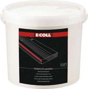 E-COLL Holzleim D3 PVAC wasserfest, weiß und transparent, 10 kg Eimer - Bild 1