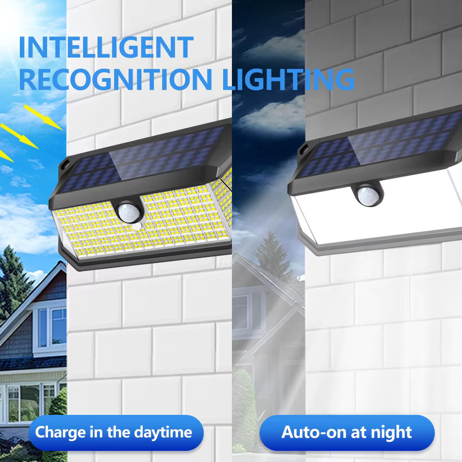 LED Solar-Bewegungsmelderleuchte für den Außenbereich, IP65 wasserdichte Sicherheits-Wandleuchte mit Dämmerungssensor und Flutlicht-Funktion, Schwarz - Bild 2
