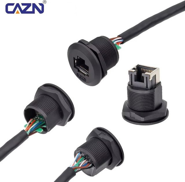 CAZN RJ45 Panel Buchse zu Stecker Ethernet LAN Adapter in Schwarz - Bild 1