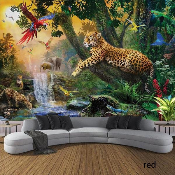 Bling Bling Tapestry Wandteppich mit Tier-Illustration in Multicolour, Breite: 230 cm, Höhe: 150 cm - Bild 1
