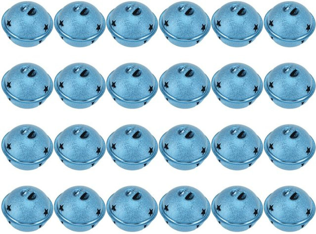 24 Stück GoolRC Weihnachtsglocken aus Metall in Blau mit Stern-Design, Durchmesser: 40 mm - Bild 1