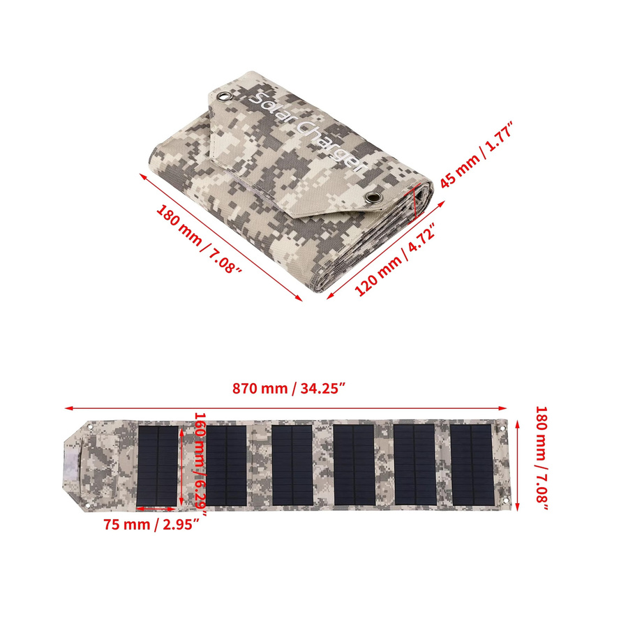 SNQP Faltbares Solarpanel mit USB-A und USB-C als tragbares Solarladegerät für Camping und Wandern inklusive Kabel - Bild 4